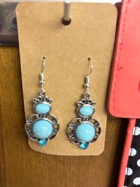 Turquoise Stone Drop Earrings - Women Jewelry